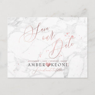 PixDezines Faux Rose Gold/Marble/Save our Date Postcard