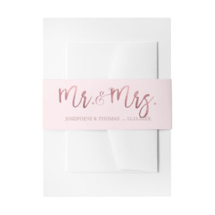 PixDezines Faux Rose Gold Mr.+Mrs./DIY background Invitation Belly Band