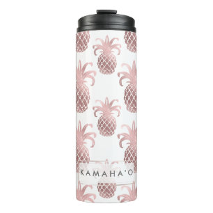 PixDezines Faux Rose Gold/Pineapples/DIY bckgrnd Thermal Tumbler