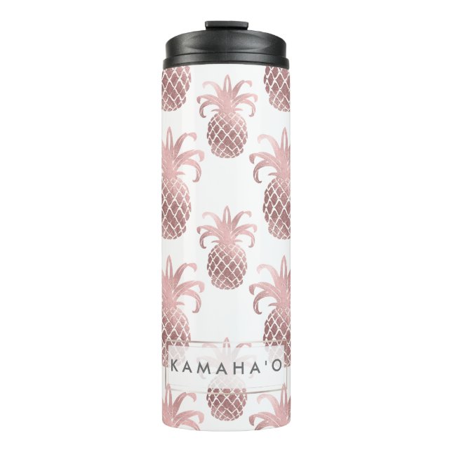 PixDezines Faux Rose Gold/Pineapples/DIY bckgrnd Thermal Tumbler (Front)