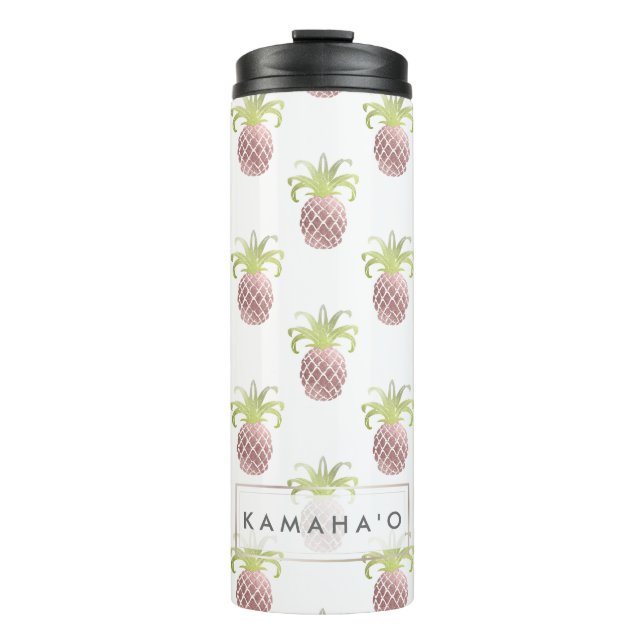 PixDezines Faux Rose Gold Pineapples Thermal Tumbler (Front)
