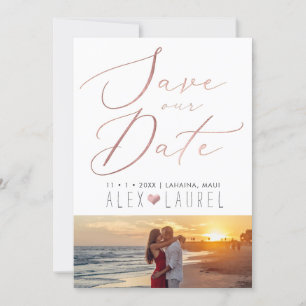PixDezines Faux Rose Gold Save the Date Invitation