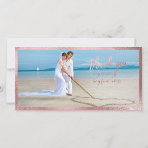 PixDezines Faux Rose Gold Scallop frame/thank you Thank You Card