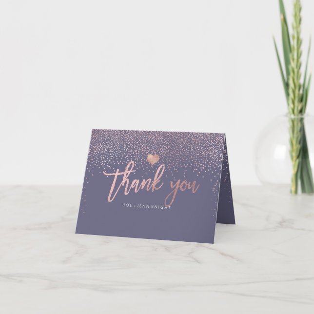 PixDezines Faux Rose Gold Speckles/Thank You Thank You Card (Front)
