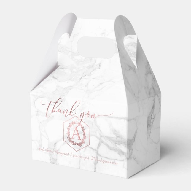 PixDezines Faux Rose Gold Sweet Honeycomb+Marble Favour Box (Front Side)