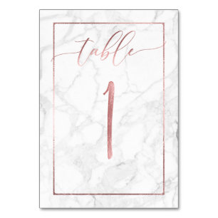 PixDezines Faux Rose Gold/Table No 1+/Marble Table Number