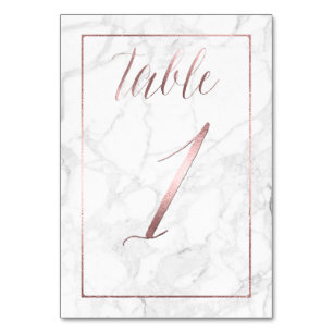 PixDezines Faux Rose Gold/Table No 1+/Marble Table Number
