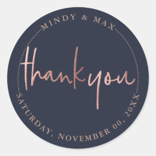PixDezines FAUX ROSE GOLD THANK YOU  DIY COLOR Classic Round Sticker