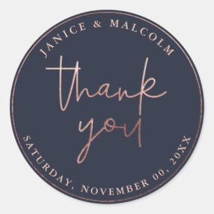 PixDezines FAUX ROSE GOLD THANK YOU DIY COLOR Classic Round Sticker