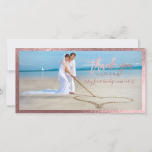 PixDezines faux rose gold/thank you wedding photo Thank You Card