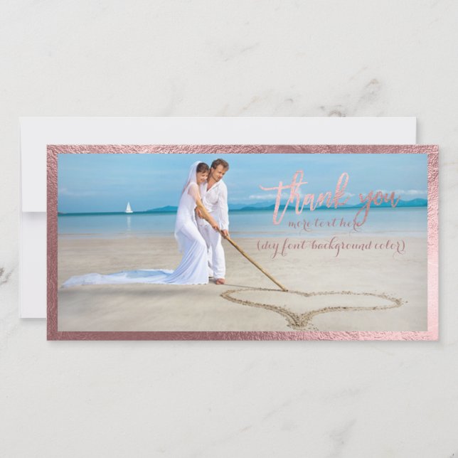 PixDezines faux rose gold/thank you wedding photo Thank You Card (Front)