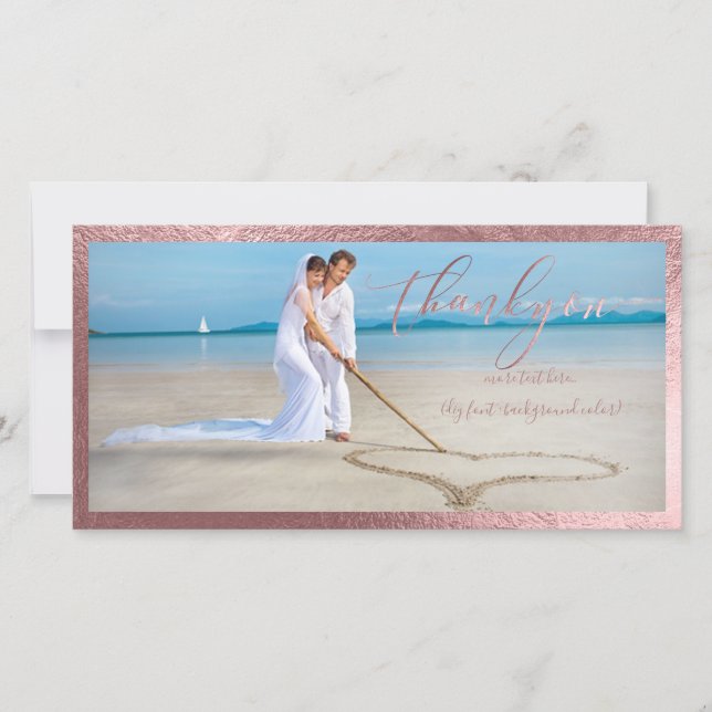 PixDezines faux rose gold/thank you wedding photo Thank You Card (Front)