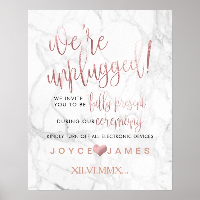 PixDezines Faux Rose Gold #UNPLUGGED CEREMONY Poster (Front)
