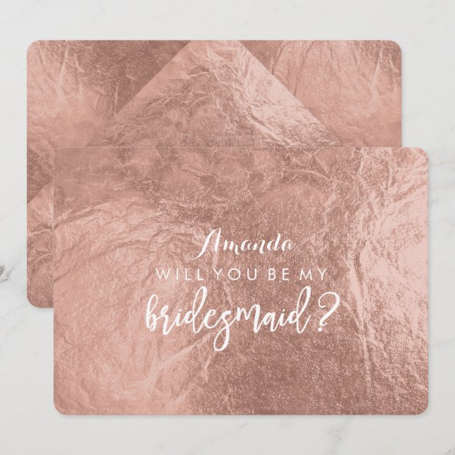 PixDezines Faux Rose Gold Will You Be..Bridesmaid Invitation (Front/Back)