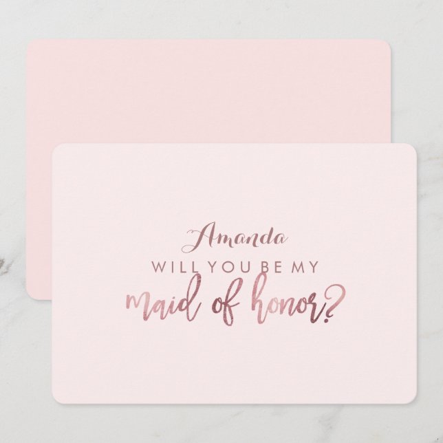 PixDezines Faux Rose Gold Will You Be .. Maid Invitation (Front/Back)