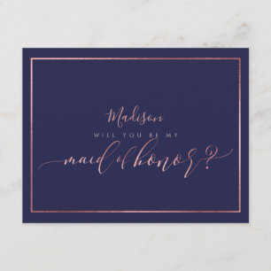 PixDezines Faux Rose Gold Will You Be Maid of Invitation