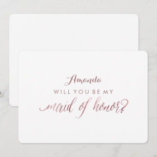PixDezines Faux Rose Gold Will You Be My Maid.. Invitation