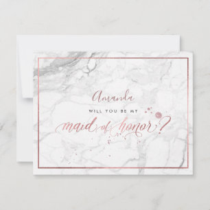 PixDezines Faux Rose Gold Will You  Maid of Honour Invitation