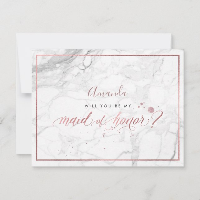 PixDezines Faux Rose Gold Will You  Maid of Honour Invitation (Front)