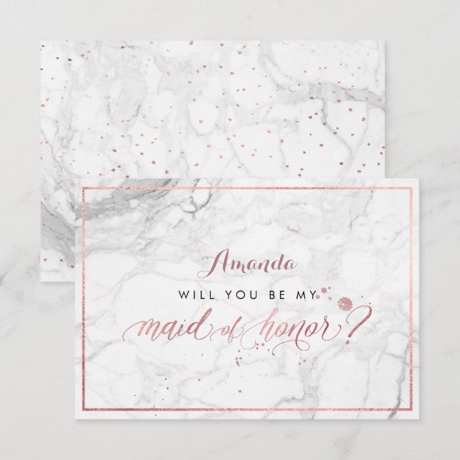 PixDezines Faux Rose Gold Will You  Maid of Honour Invitation (Front/Back)