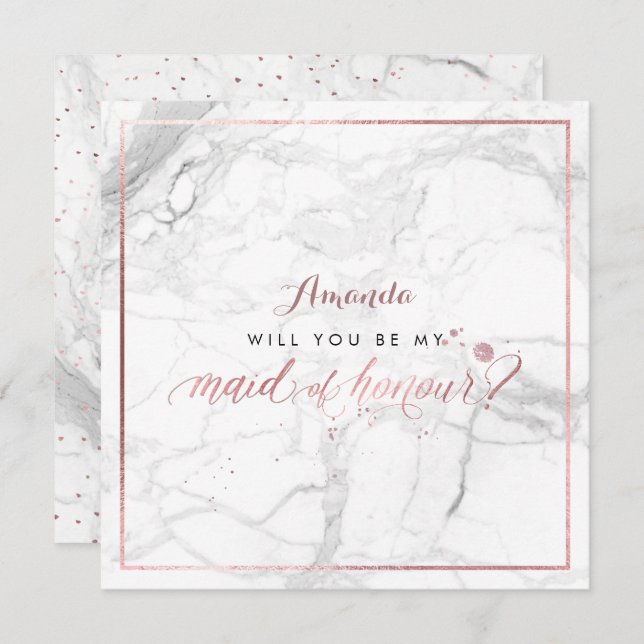 PixDezines Faux Rose Gold Will You  Maid of Honour Invitation (Front/Back)