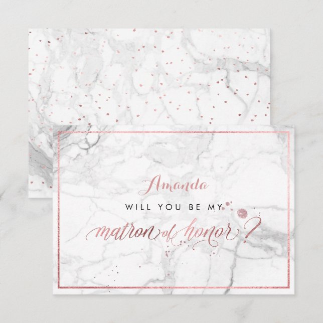 PixDezines Faux Rose Gold  You  Matron of Honour Invitation (Front/Back)