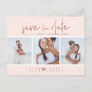 PixDezines Faux RoseGold Chic Script Save the Date Postcard
