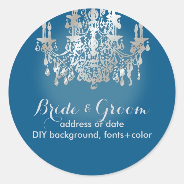 PixDezines faux silve crystal chandelier/DIY colou Classic Round Sticker (Front)