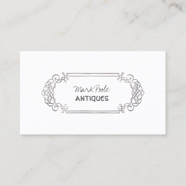 PixDezines faux silver antique scrolls/diy colour Business Card (Front)