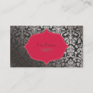 PixDezines faux silver flora damask/diy colour Business Card