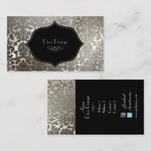 PixDezines faux silver flora damask/diy colour Business Card