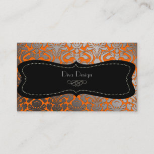 PixDezines faux silver flora damask/diy colour Business Card
