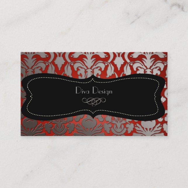 PixDezines faux silver flora damask/diy colour Business Card (Front)