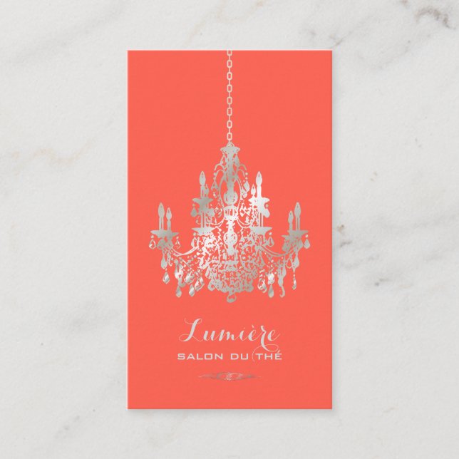 PixDezines faux silver foil chandelier/DIY colour Business Card (Front)