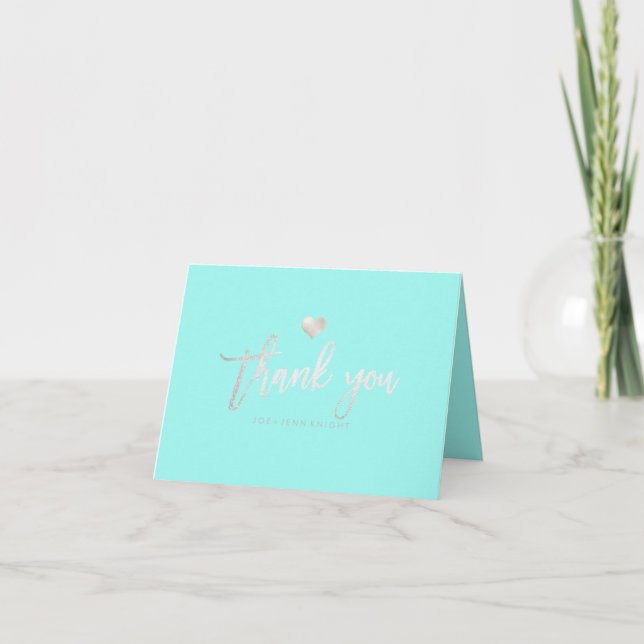 PixDezines Faux Silver Heart/Thank You/DIY colour Thank You Card (Front)