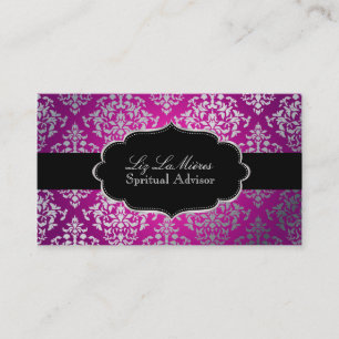 PixDezines Faux Silver Josephine Damask/DIY colour Business Card