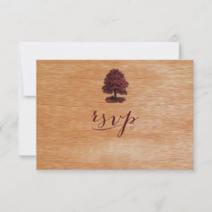 PixDezines faux wood veneer+oak tree RSVP Card