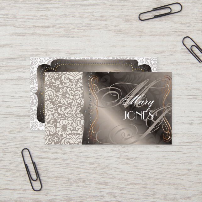 PixDezines Fidora Vintage Damask Business Card (Front/Back In Situ)