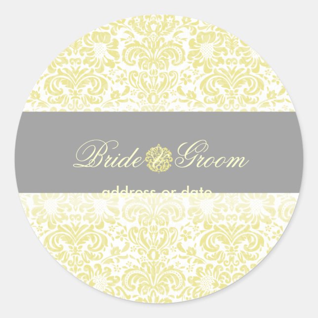 PixDezines Fidora Vintage Damask Classic Round Sticker (Front)