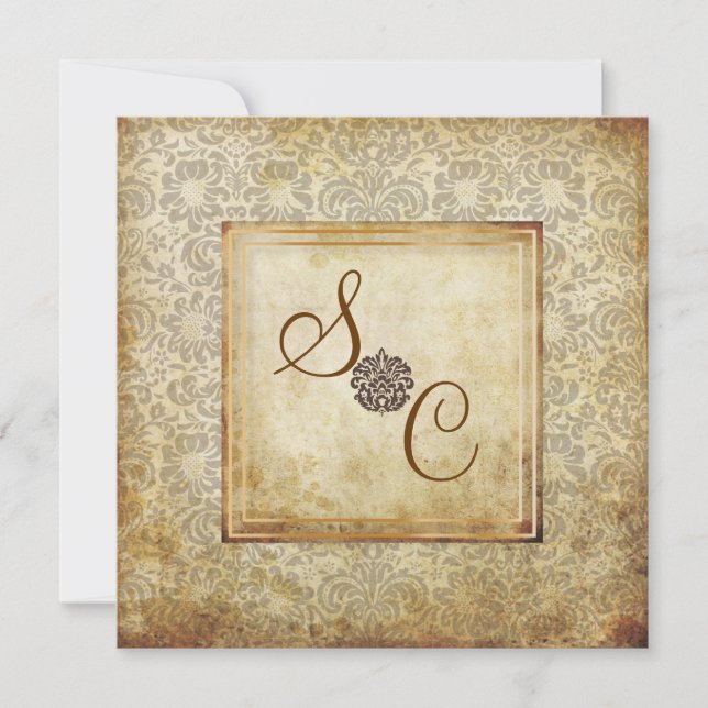 PixDezines Fidora, Vintage Damask Invitation (Front)