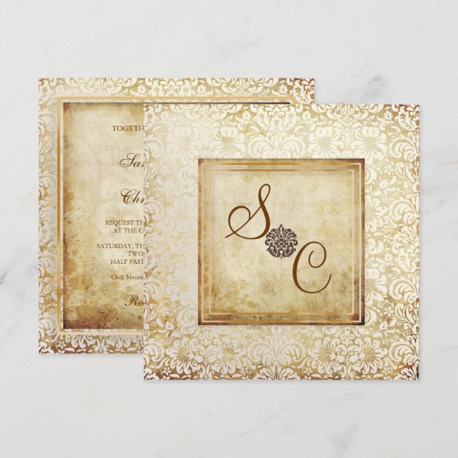 PixDezines FIDORA, VINTAGE DAMASK Invitation (Front/Back)
