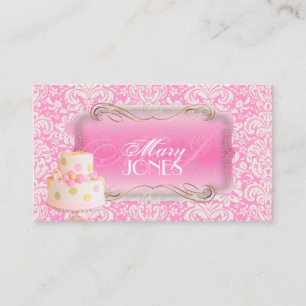 PixDezines Fidora Vintage Damask, Wedding Cake Business Card