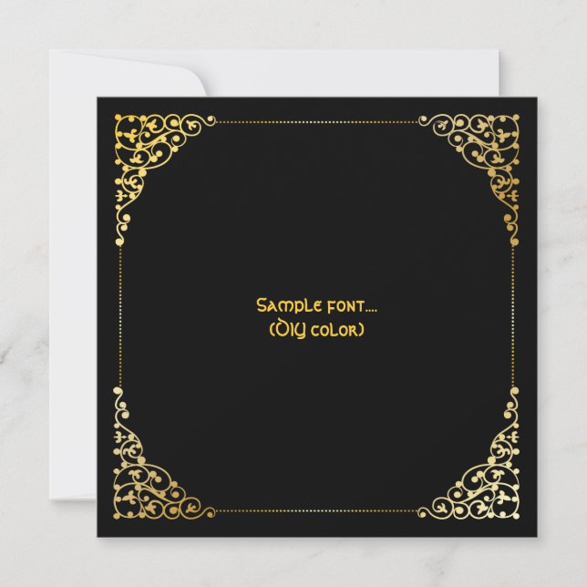 PixDezines filigree frame/faux gold/diy colours Invitation (Front)