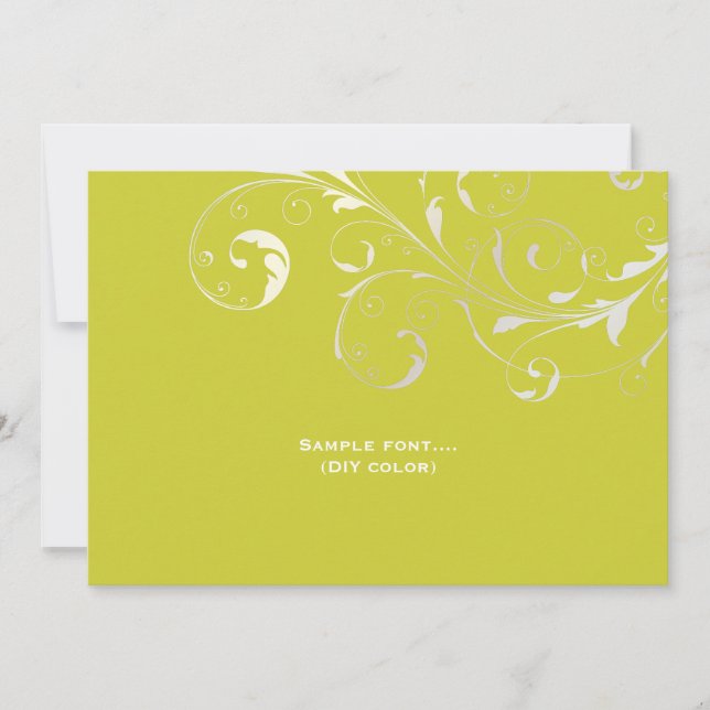 PixDezines filigree swirls/diy colours, chartreuse Invitation (Front)