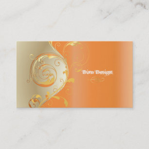 PixDezines Filigree+swirls/gold+orange/DIY Business Card
