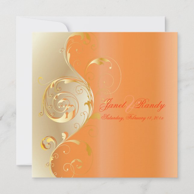PixDezines Filigree+swirls/gold+orange/diy events Invitation (Front)