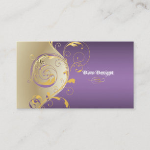 PixDezines Filigree+swirls/gold+purple/DIY Business Card