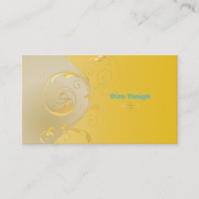 PixDezines Filigree+swirls/gold+yellow/DIY Business Card (Front)