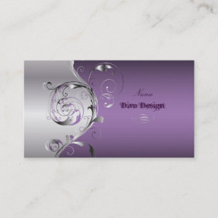 PixDezines Filigree+swirls/silver+lavender blue Business Card