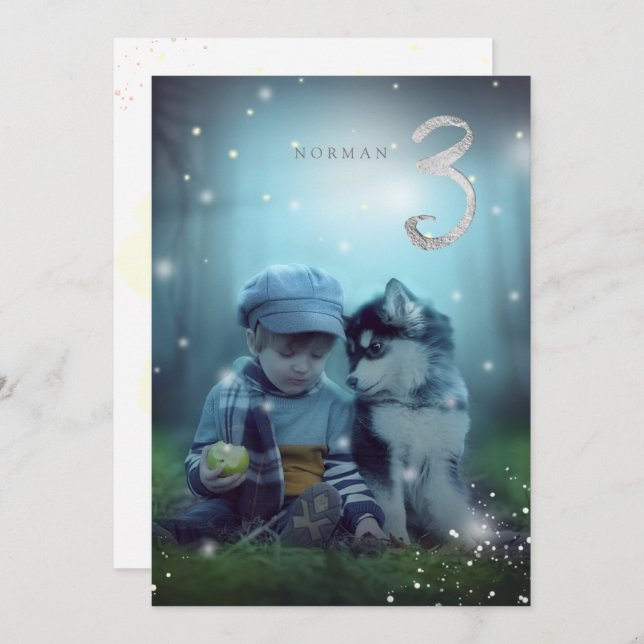 PixDezines Fireflies 3rd Birthday Invitation (Front/Back)